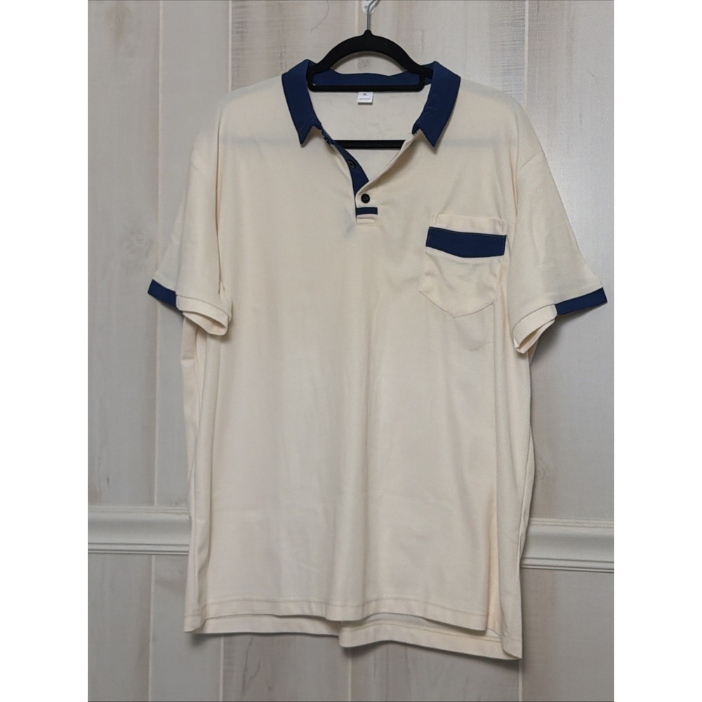Men's‎ XL Polo Shirt Cream Blue